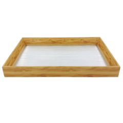 BANDEJA PLASTICO TERMOSTÁTICO DECORATIVO RETANGULAR BORDA MADEIRA 1.8CM