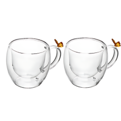 JOGO XÍCARAS DE CHA/CAFE VIDRO BOROSSILICATO PAREDE DUPLA SUN GARDEN 180ML 2PCS