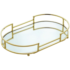 BANDEJA METAL DECORATIVA WOLFF ESPELHADA 32X18X5CM DOURADO