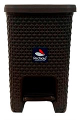 LIXEIRA PLASTICA RATTAN C/PEDAL 14L TABACO