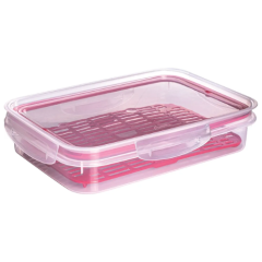 POTE PLASTICO RETANGULAR TRAVA C/ESC 1,1L VERMELHO