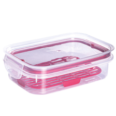 POTE PLASTICO RETANGULAR TRAVA C/ESC 500ML VERMELHO