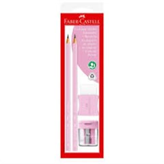 KIT ESCOLAR 2LAPIS/APONTADOR/BORRACHA ROSA