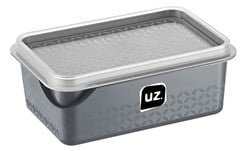 POTE PLASTICO MULTI RETANGULAR COM TAMPA 250ML CINZA