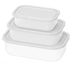 JOGO POTE PLASTICO RETANGULAR 3PCS BRANCO