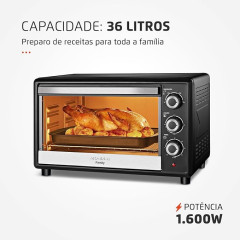 FORNO ELETRICO FR-17 60HZ 1600W 36L PRETO