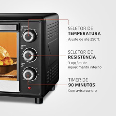 FORNO ELETRICO FR-17 60HZ 1600W 36L PRETO