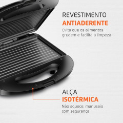 SANDUICHEIRA MAST GRILL ANTIA 750W PRETA/INOX