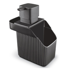 DISPENSER PLASTICO C/SUPORTE RETANGULAR 500ML PRETO