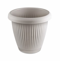 VASO PLASTICO REDONDO C/PRATO 1,4L CINZA