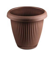 VASO PLASTICO REDONDO C/PRATO 1,4L MARRON