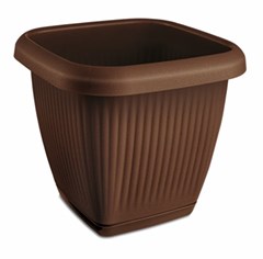 VASO PLASTICO QUADRADO C/PRATO 1,7L MARRON