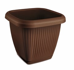 VASO PLASTICO QUADRADO C/PRATO 3,9L MARRON