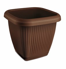 VASO PLASTICO QUADRADO C/PRATO 9,6L MARRON