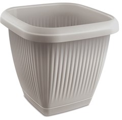 VASO PLASTICO QUADRADO C/PRATO 9,6L CINZA