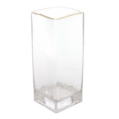 VASO VIDRO C/BORDA DOURADA TAJ 8X20CM