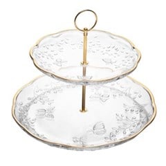 PRATO DOCE CRISTAL BUTERFLY OURO 20X26CM