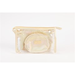NECESSAIRE LIZ 23X14CM 3 PECAS DOURADO ED511648
