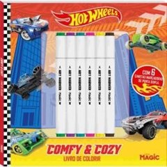 KIT LIVRO COLORIR HOT WHEELS C/6 CANETAS