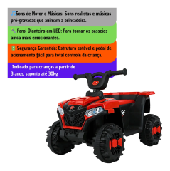 MINI QUADRICICLO ELETRICO  6V VERMELHO