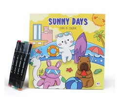 LIVRO COLORIR SUNNY DAYS C/4 CANETAS CORES