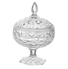 BOMBONIERE VIDRO COM TAMPA E PÉS 14CM TANSPARENTE ED511749