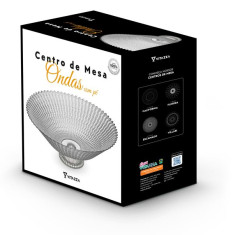 CENTRO MESA VIDRO C/PE ONDAS BL 37CM TRANSPARENTE