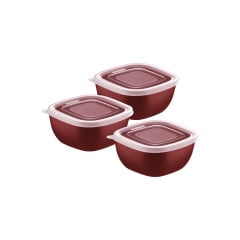 JOGO POTE PLAST QUAD 3PCS 300ML VERMELHO