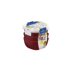 JOGO POTE PLAST QUAD 3PCS 300ML VERMELHO