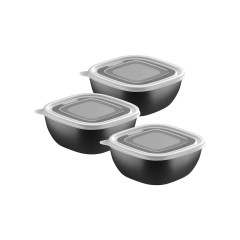 JOGO POTE PLAST QUAD 3PCS 600ML PRETO