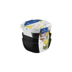 JOGO POTE PLAST QUAD 3PCS 600ML PRETO