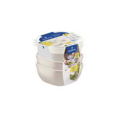 JOGO POTE PLAST QUAD 3PCS 600ML CINZA