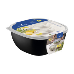 JOGO POTE PLASTICO QUADRADO 2PC 2/4L PRETO