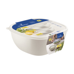 JOGO POTE PLASTICO QUADRADO 2PC 2/4L CINZA
