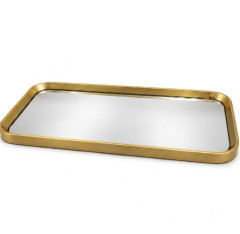 BANDEJA PLASTICO RET C/ESP 28CM DOURADA E PRATA