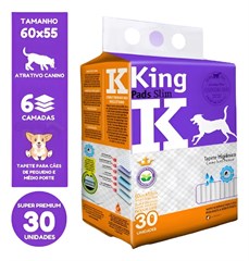 TAPETE HIGIENICO KING PADS SLIM 60X55 30UNIDADE