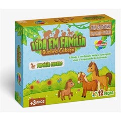 QUEBRA CABECA FAMILIA CAVALO MADEIRA 12PECAS