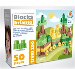 BLOCOS PARA MONTAR INFANTO TREM ZOO 50PC