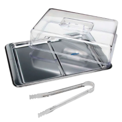 PORTA FRIOS ATINA DUPLO INOX C/ PEGADOR TAMPA ACRILICO 3PCS