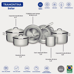 JOGO PANELAS INOX 6PCS SOLAR