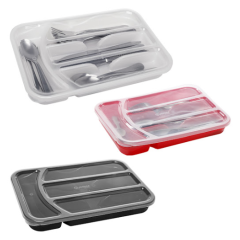 PORTA TALHER ORGANIZADOR PLASTICO C/ TAMPA CORES SORTIDA