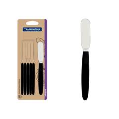 JOGO ESPATULAS MANTEIGA IPANEMA LAMINAS ACO INOX CABOS POLIPROPILENO PRETO 6PCS