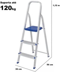 ESCADA ALUMINIO 3 DEGRAUS MOR