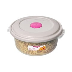 POTE PLASTICO REDONDO COM TAMPA 530ML BEGE