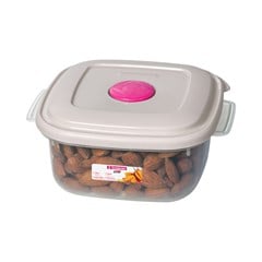 POTE PLASTICO QUADRADO COM TAMPA 480ML BEGE