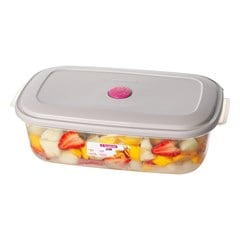 POTE PLASTICO RETANGULAR COM TAMPA 2,34L BEGE